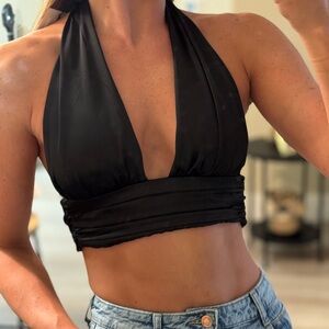 Black Halter Crop Top